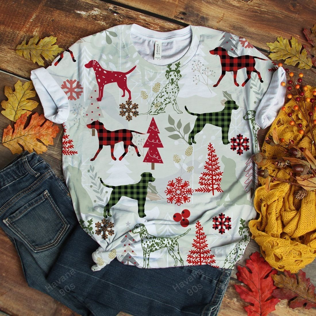 Dalmatian T-shirt Christmas Flannel