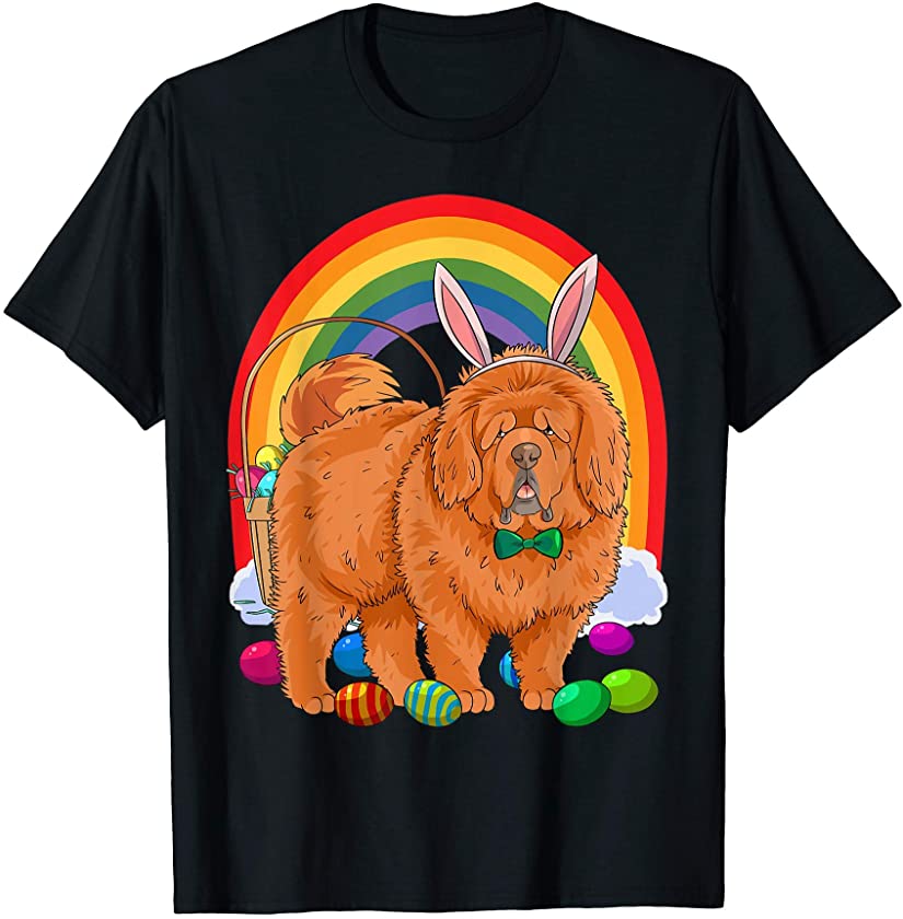 Tibetan Mastiff Easter Eggs Bunny Dog T-Shirt