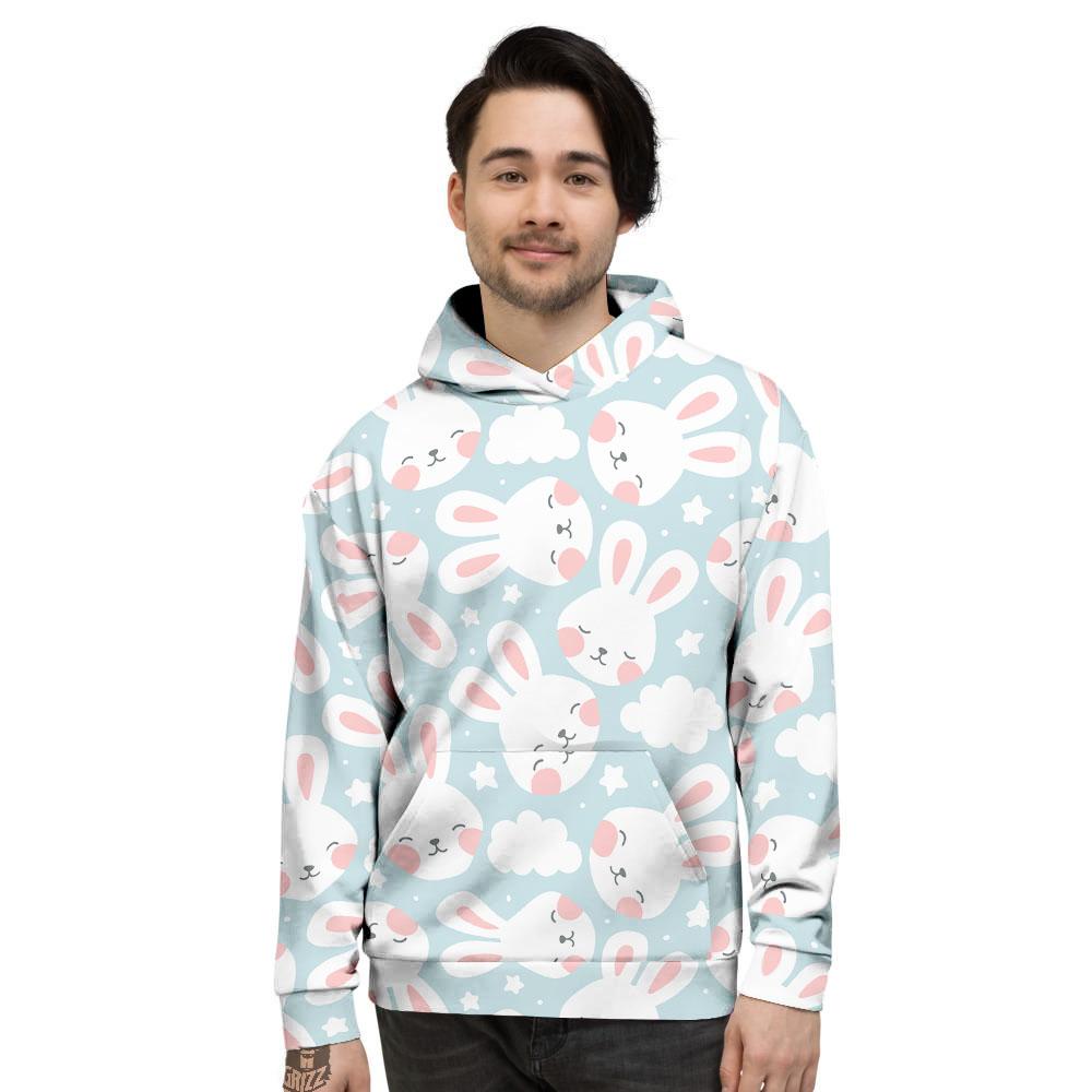 Cloud And Rabbit Print Pattern Men’S Hoodie