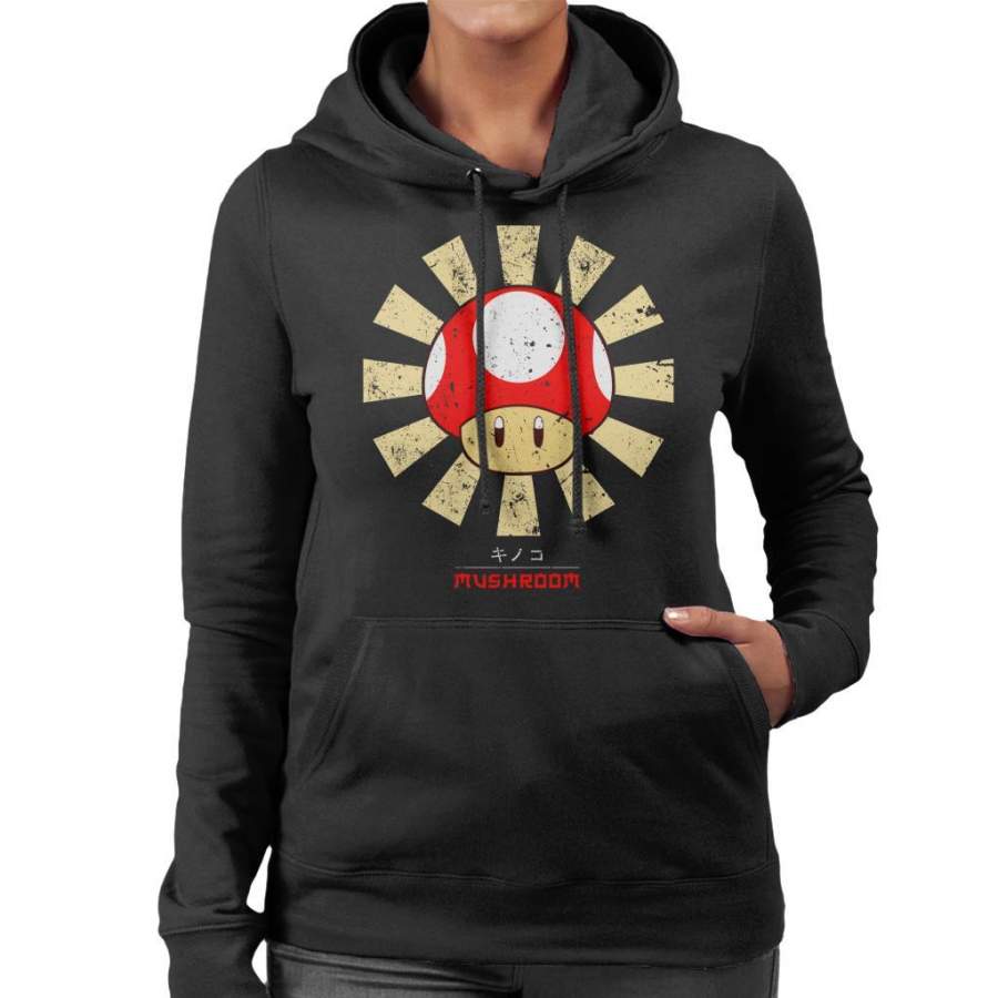 Super Mario Mushroom Retro Japanese Women’s Hooded Sweatshirt