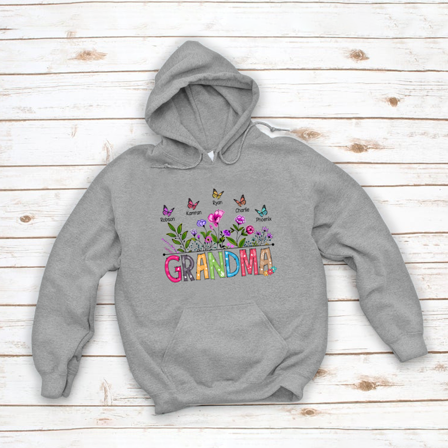 Grandma And Grandkids Butterfly Hoodie