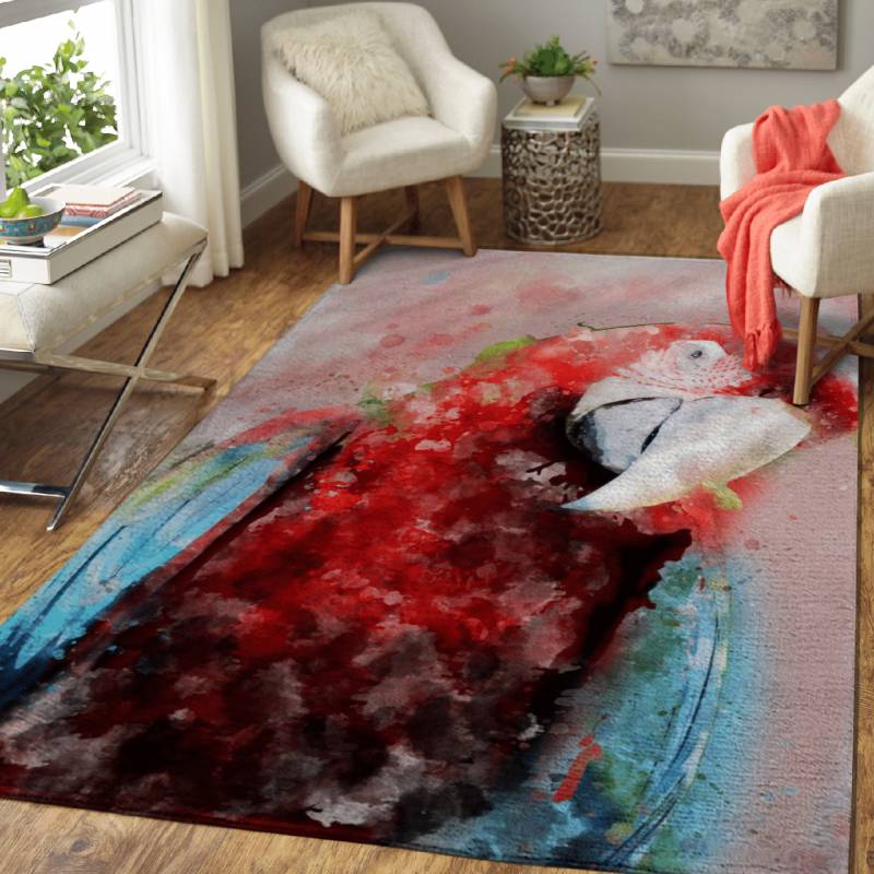 watercolor bird parrot – Animals Area Rug Carpet