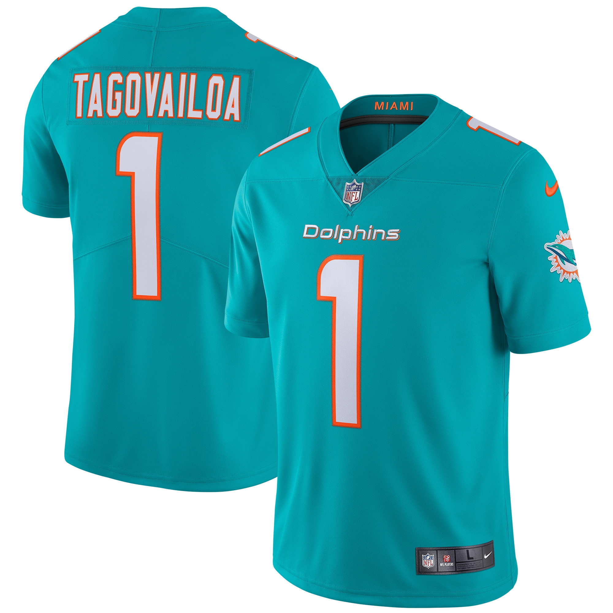 Tua Tagovailoa Miami Dolphins Vapor Limited Jersey – Aqua NFL