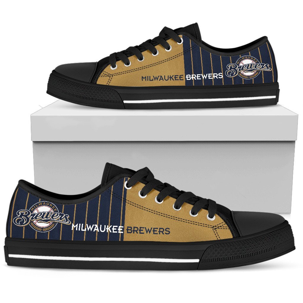 Simple Design Vertical Stripes Milwaukee Brewers Low Top Shoes