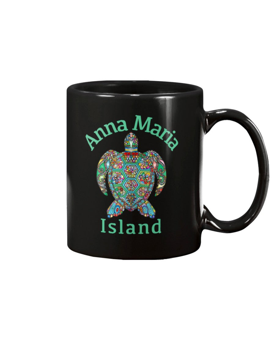 Anna Maria Island Tribal Turtle Gift Ceramic Coffee Black Mugs