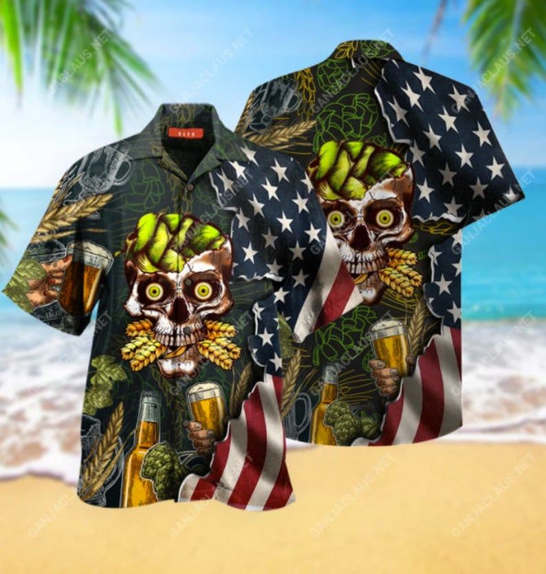 Beer Skull Multicolor Unique Design Hawaiian Shirt Dhc18064195