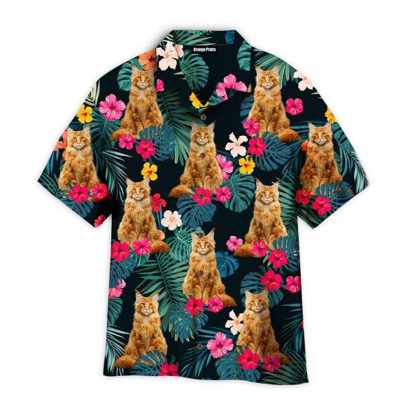 Palm Tree Tropical Maine Coon Cats Powered By Cat Pattern Hawaii Shirt For Men Women Ha512