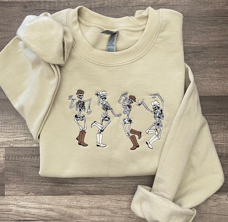 Cowboy Skeleton’S Sweatshirt, Cowboy Skeletons Crewneck Sweatshirt All Over Print Sweatshirt For Women Sweatshirt For Men