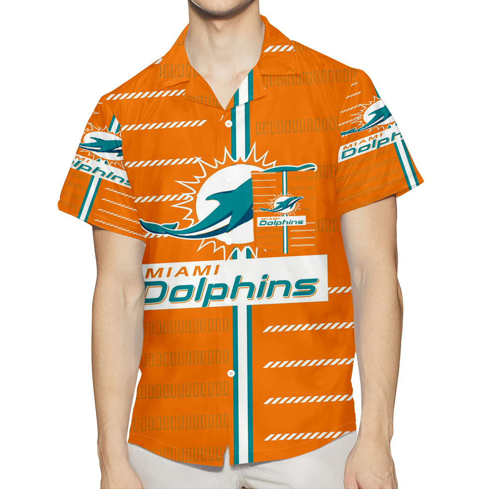 Miami Dolphins Logo 10 3D All Over Print Summer Beach Hawaiian Shirt With Pocket