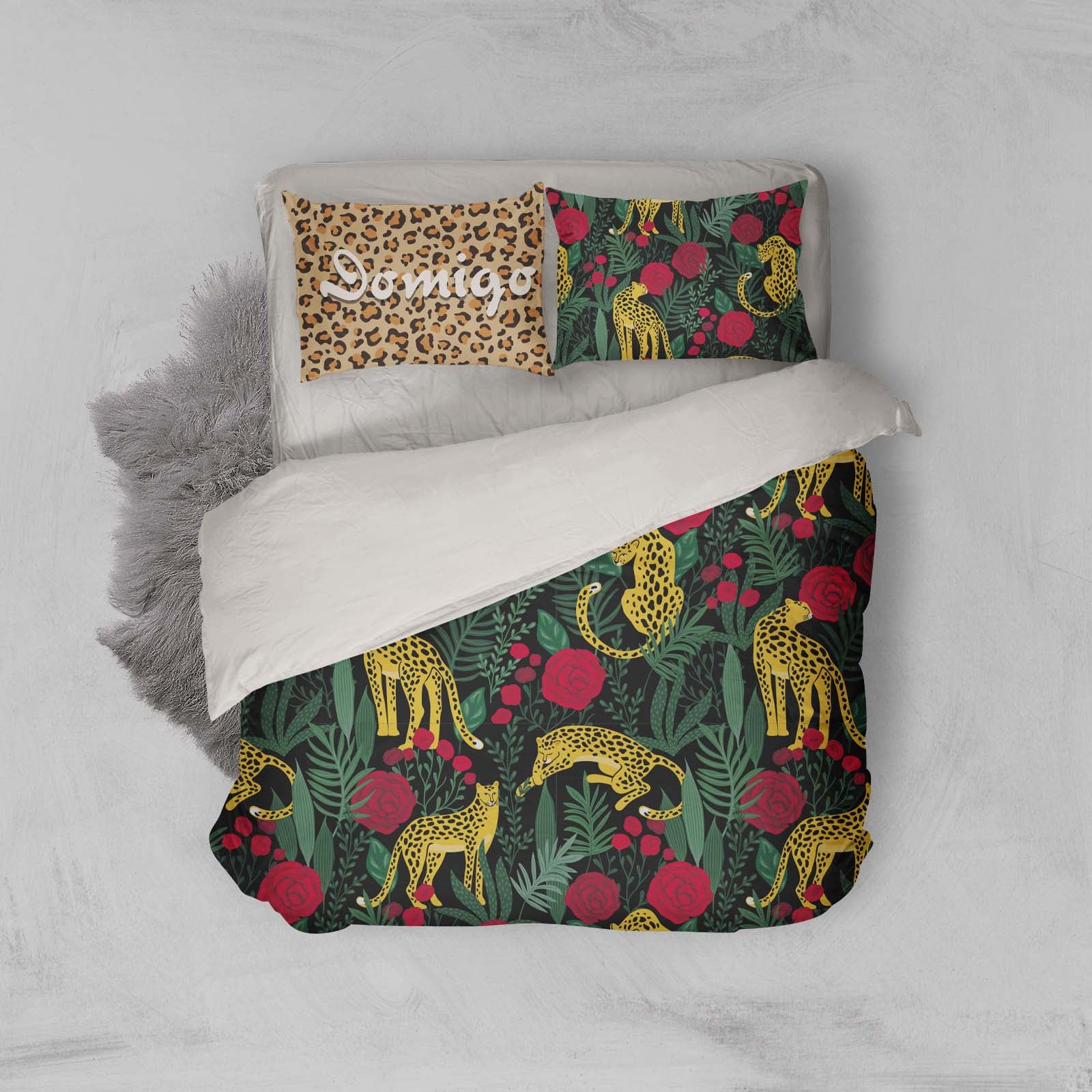 3D Leopard Green Leaves Quilt Cover Set Bedding Set Pillowcases 31