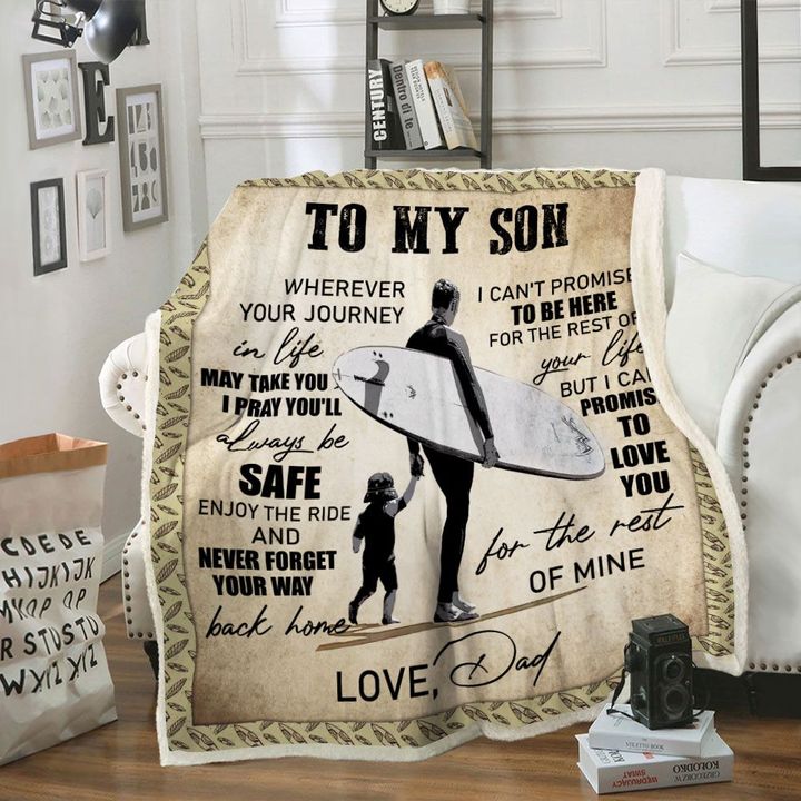 To My Son Sunfring Fleece Blanket, For The Rest Of Mine Gift For Son From Dad Birthday Gift Home Decor Bedding Couch Sofa Soft And Comfy Cozy