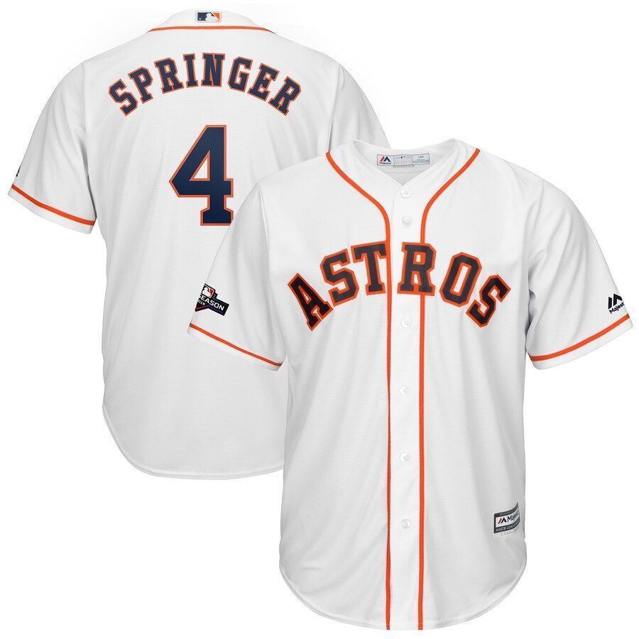 George Springer Houston Astros Majestic 2019 Postseason Official Cool Base Player Jersey White