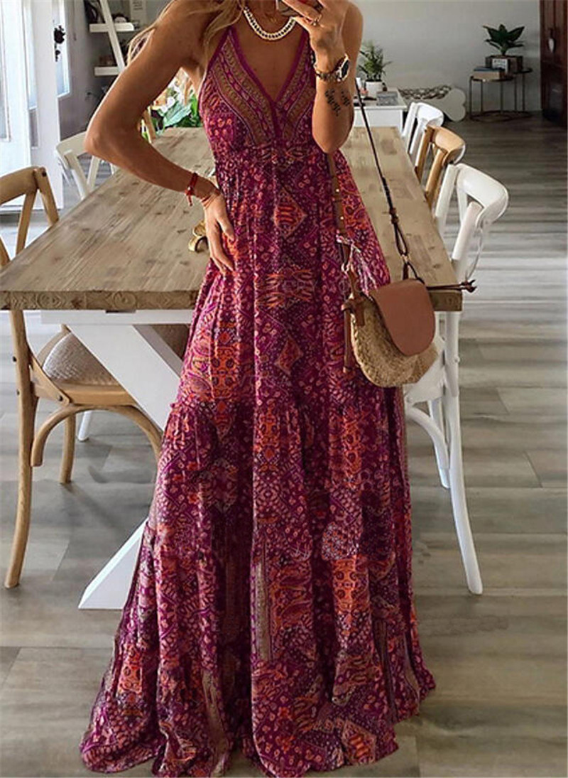 Women New Loose Floral Vintage Vest Tank Ruffles Befree Dress Large Big Summer Camis Party Elegant Maxi Dresses alx