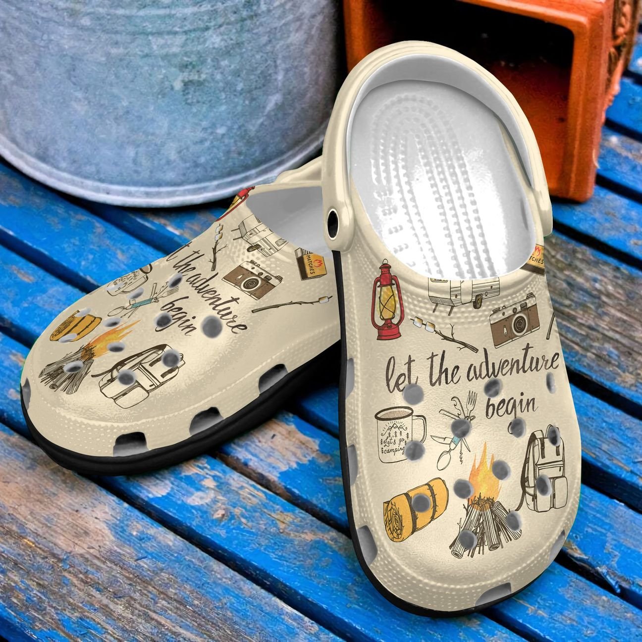 Camping Personalized Clog, Custom Name, Text, Color, Number Fashion Style For Women, Men, Kid, Print 3D Let The Adventure Begin