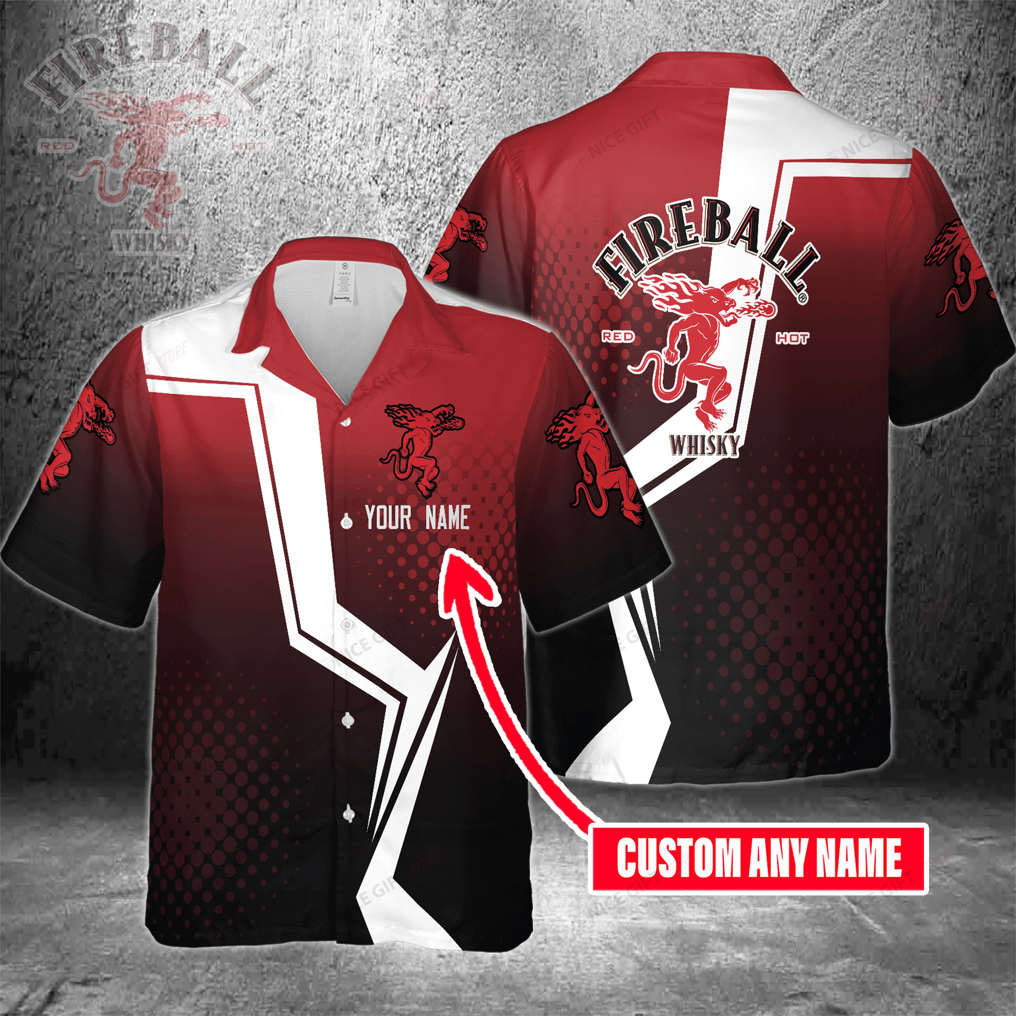 Fireball Cinnamon Whisky Custom Name Hawaiian Shirt 3Hs-B1V3