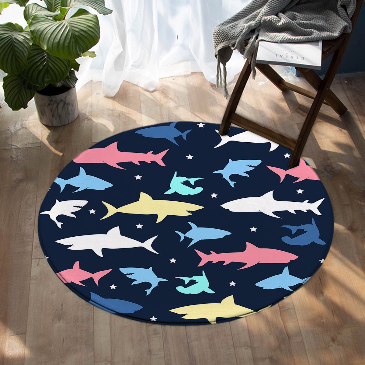 Shark Patterns SW0102 Round Rug