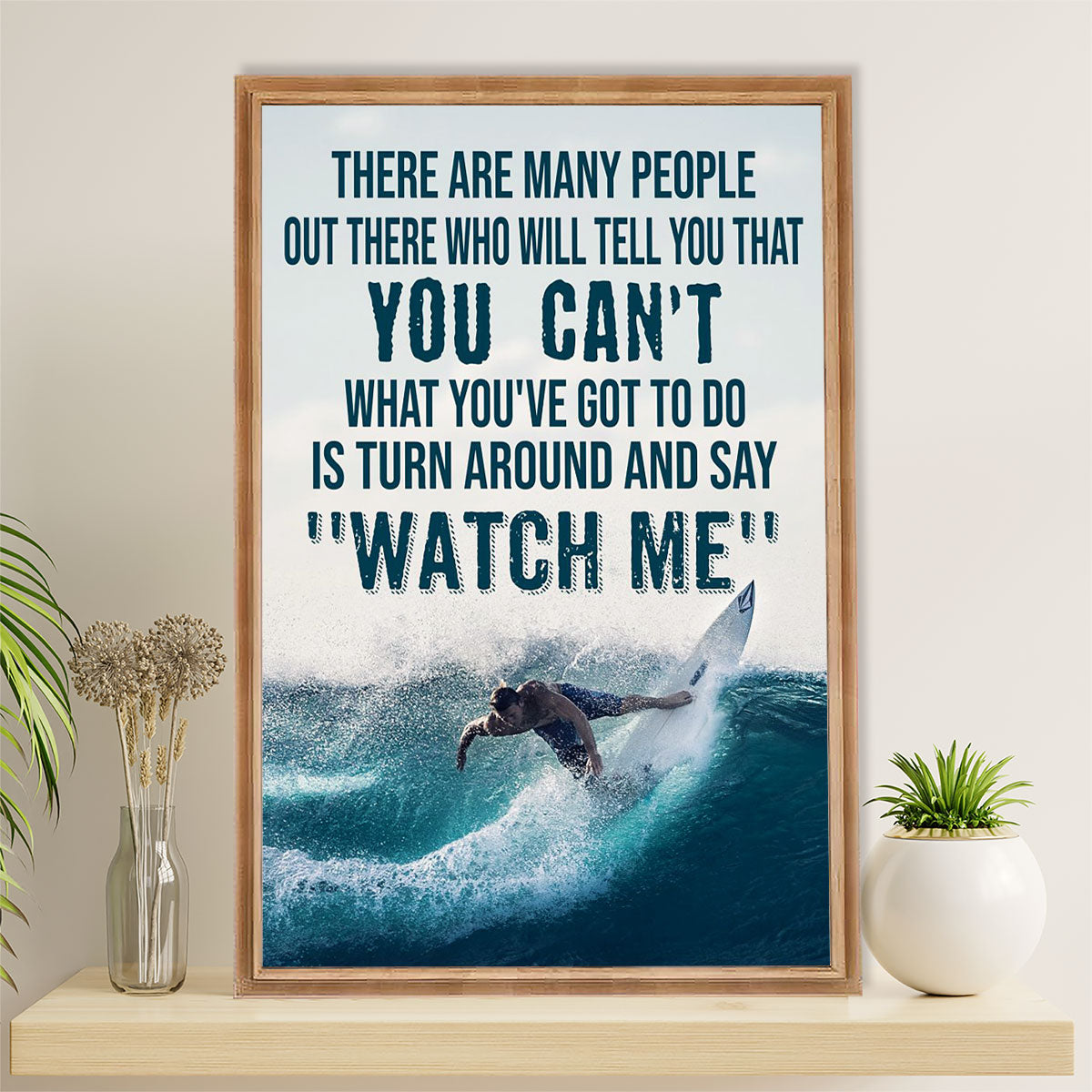 Water Surfing Canvas Wall Art Prints | Watch Me | Home Décor Gift For Beach Surfer