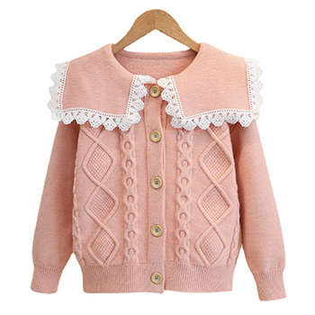 2022 Autumn Winter Warm Cardigan Sweater Jackets For Girls Christmas Sweet Lace Princess Coat Children Knitted Sweater 2-9 Years alx