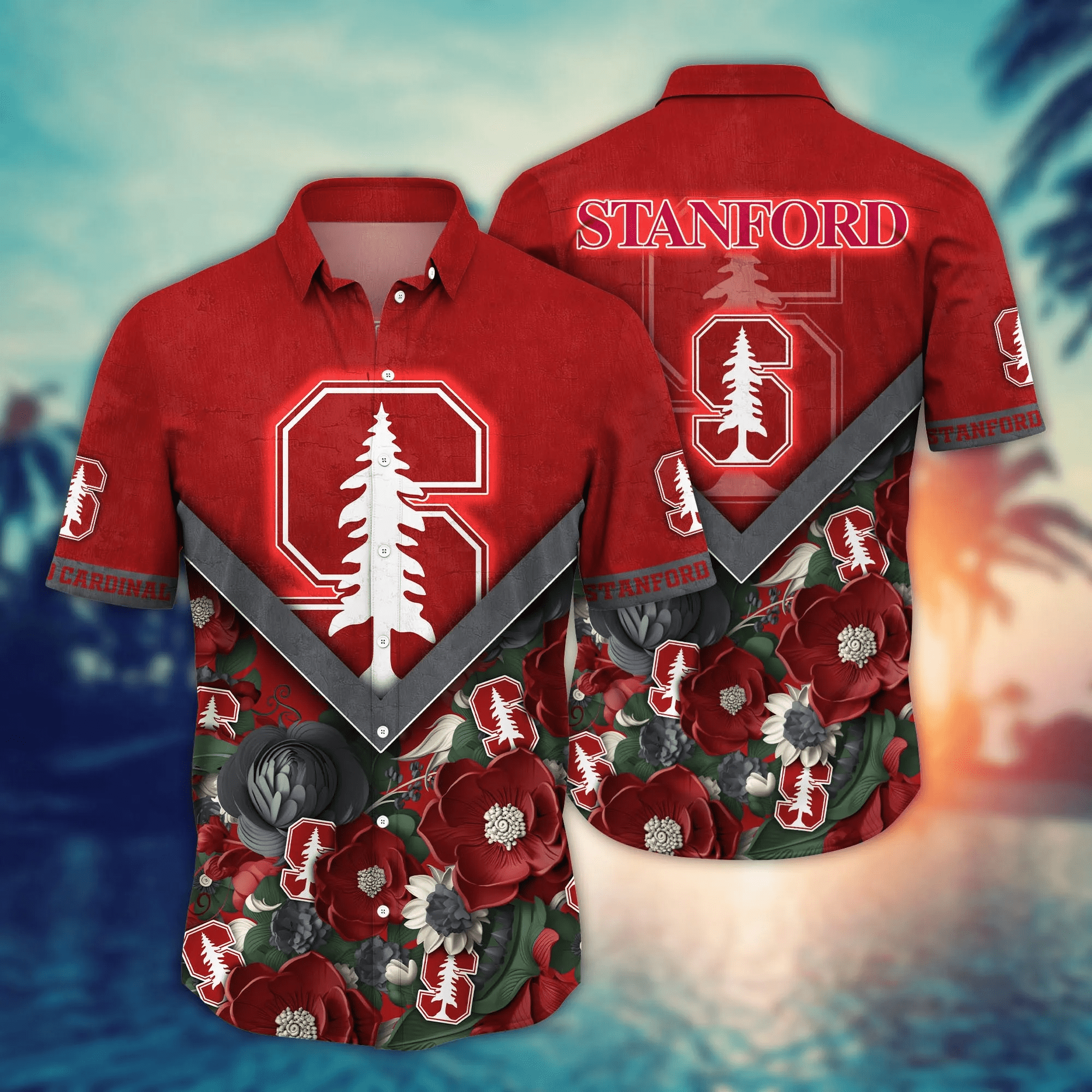 Stanford Cardinal NCCA Hawaiian Shirt Custom Sundown Aloha Shirt