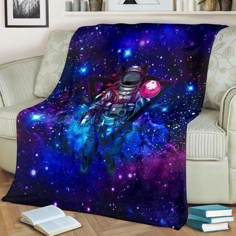 [Personalized Name] Galaxy Into Space Dark Blue Background Fleece Blanket, Sherpa Blanket, Gift For Family Member, Friends Gift, Christmas Gift, Home Decor, Home Living