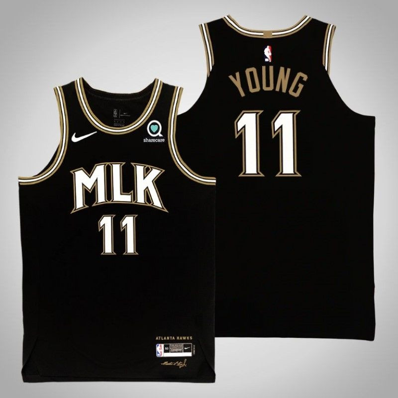 Atlanta Hawks Trae Young #11 Mlk NBA 2020 Black Jersey