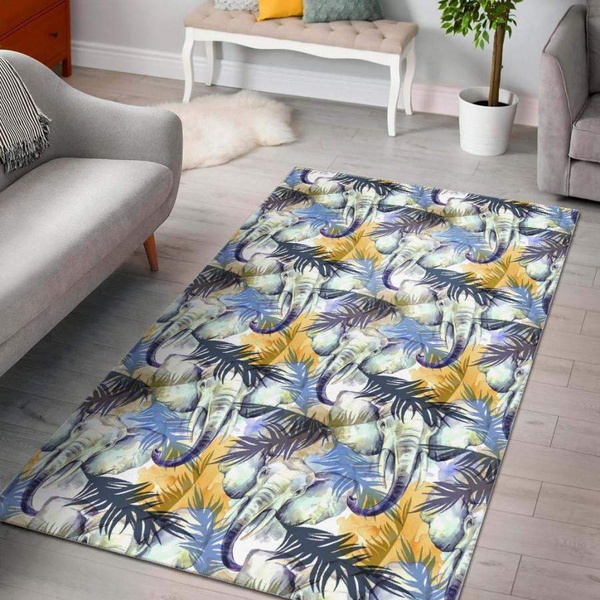 Tropical Palm Leave Elephant Rug RCDD81F43922