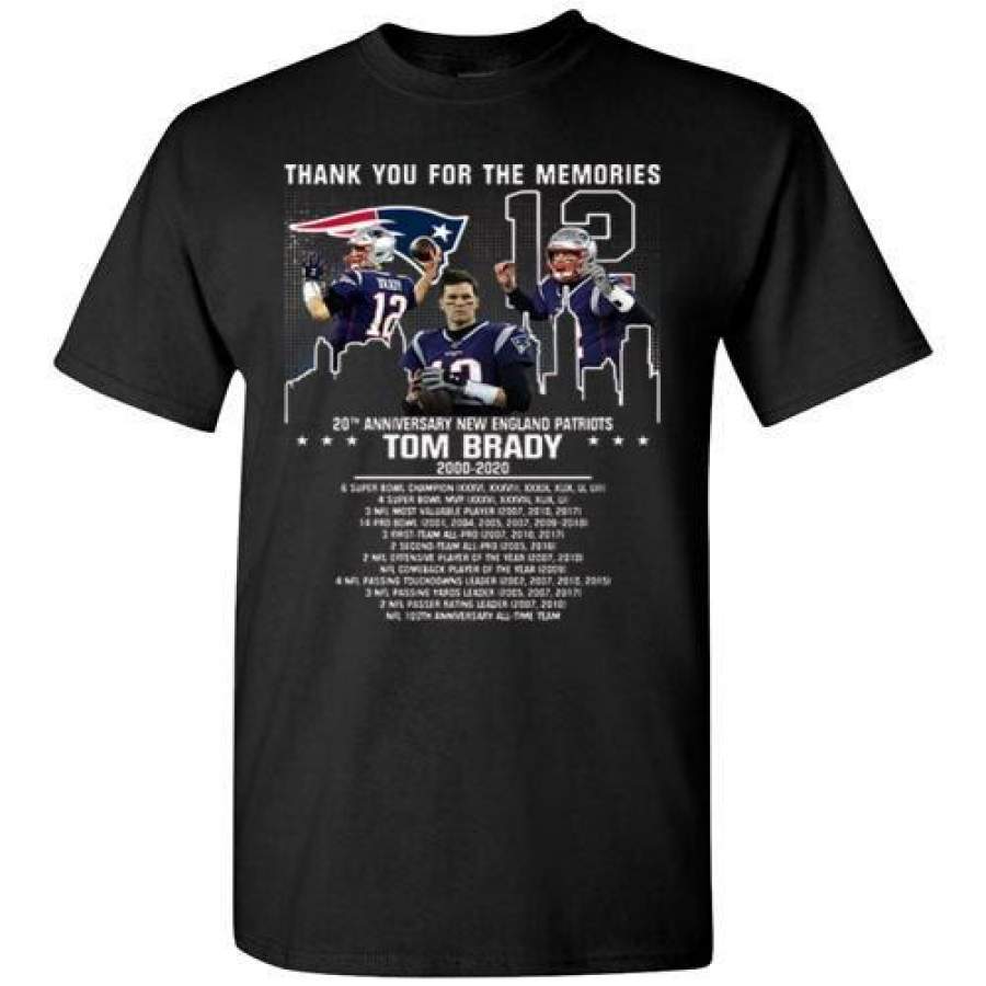 Tom Brady Thank You For The Memories New England Patriots Black Costume gift Gildan Short-Sleeve T-Shirt Test