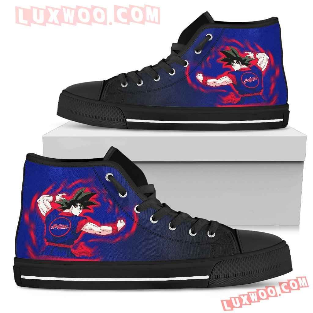 Cleveland Indians Goku Saiyan Power High Top Shoes Sport Sneakers