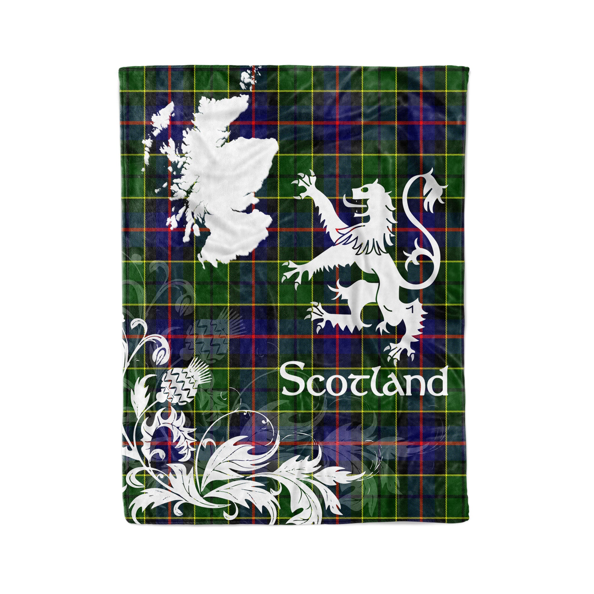 Tartan Plaid Fleece Blanket Tartan Blanket Thistle And Lion Scottish Clan Forsyth Plaid Blanket