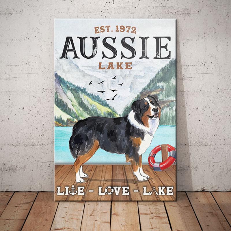 Australian Shepherd Dog Canvas And Poster Like Love Lake | Art Print | Home Decor | Room Decor | Wall Art