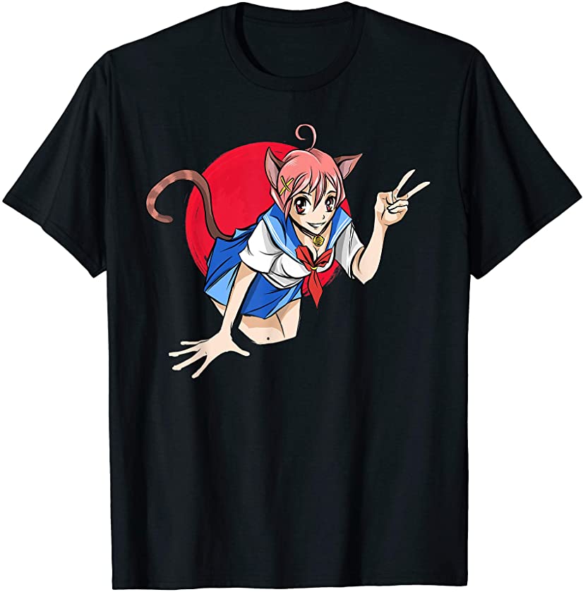 Aesthetic Anime Cat Girl Shirt, Japanese Otaku Men Women T-Shirt