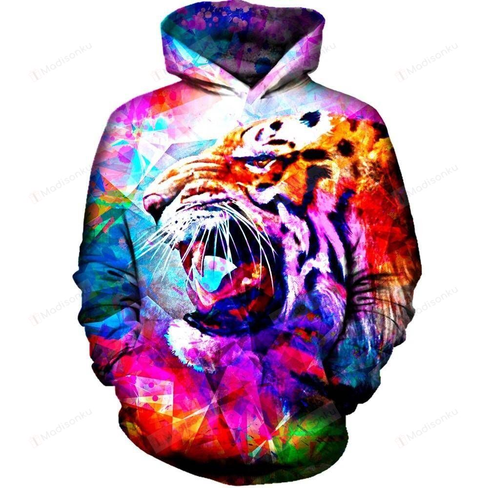 Vivid Tiger 3D All Over Print Hoodie, Zip-Up Hoodie