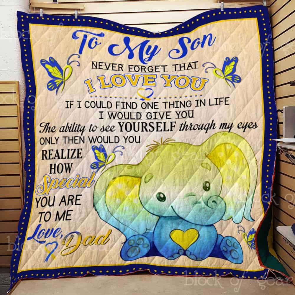 To My Son From Dad Elephant Cl2100552Mdq Quilt Blanket