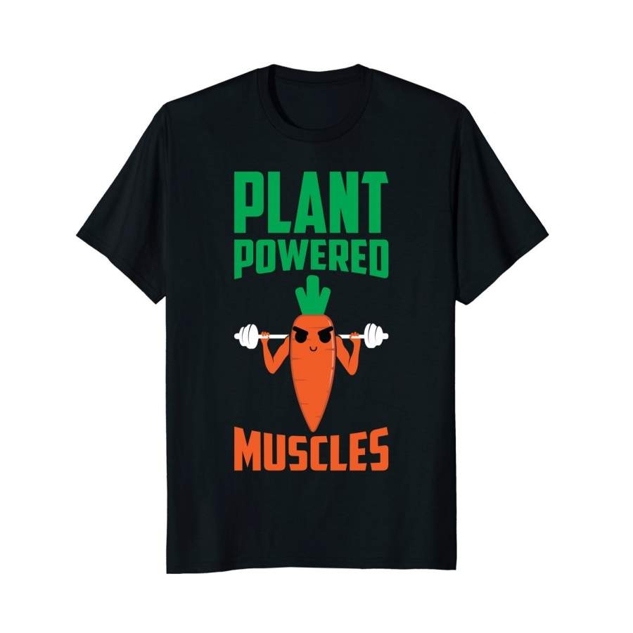 Plant Powered Muscles Carrot Root Vegetable Food T-Shirt Men Short Sleeve T- Shirt