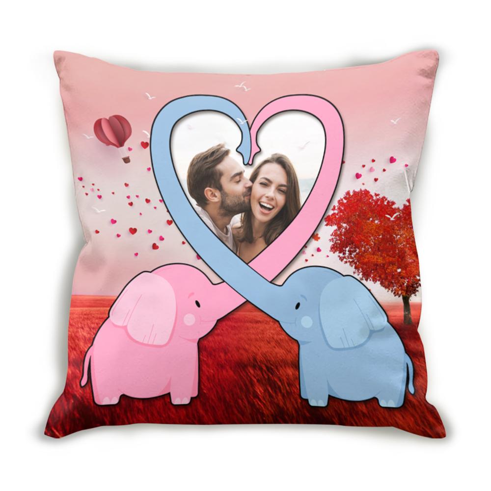 Personalized Throw Decorative Cuddle Pillow Valentine Day Gift Ideas For Him Her Men Women Boyfriend Girlfriend Husband Wife Couple – Custom Photo Elephant Lover HT231296 – PersonalizedWitch