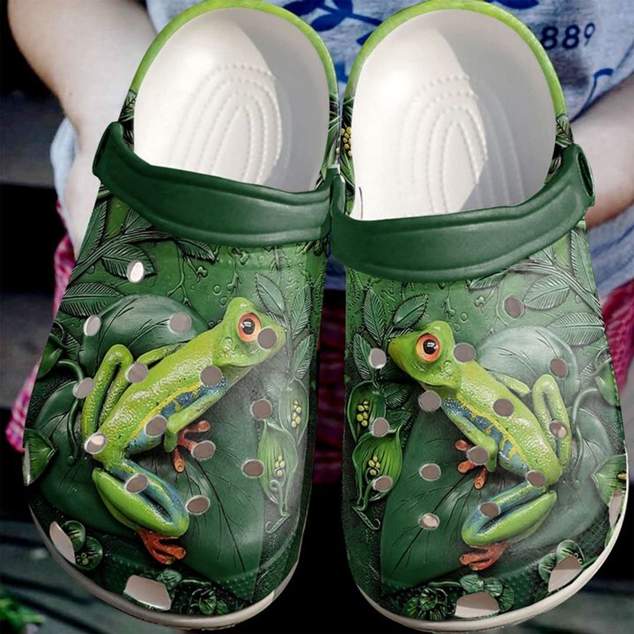 Frog Floral Clog Shoes #Kv