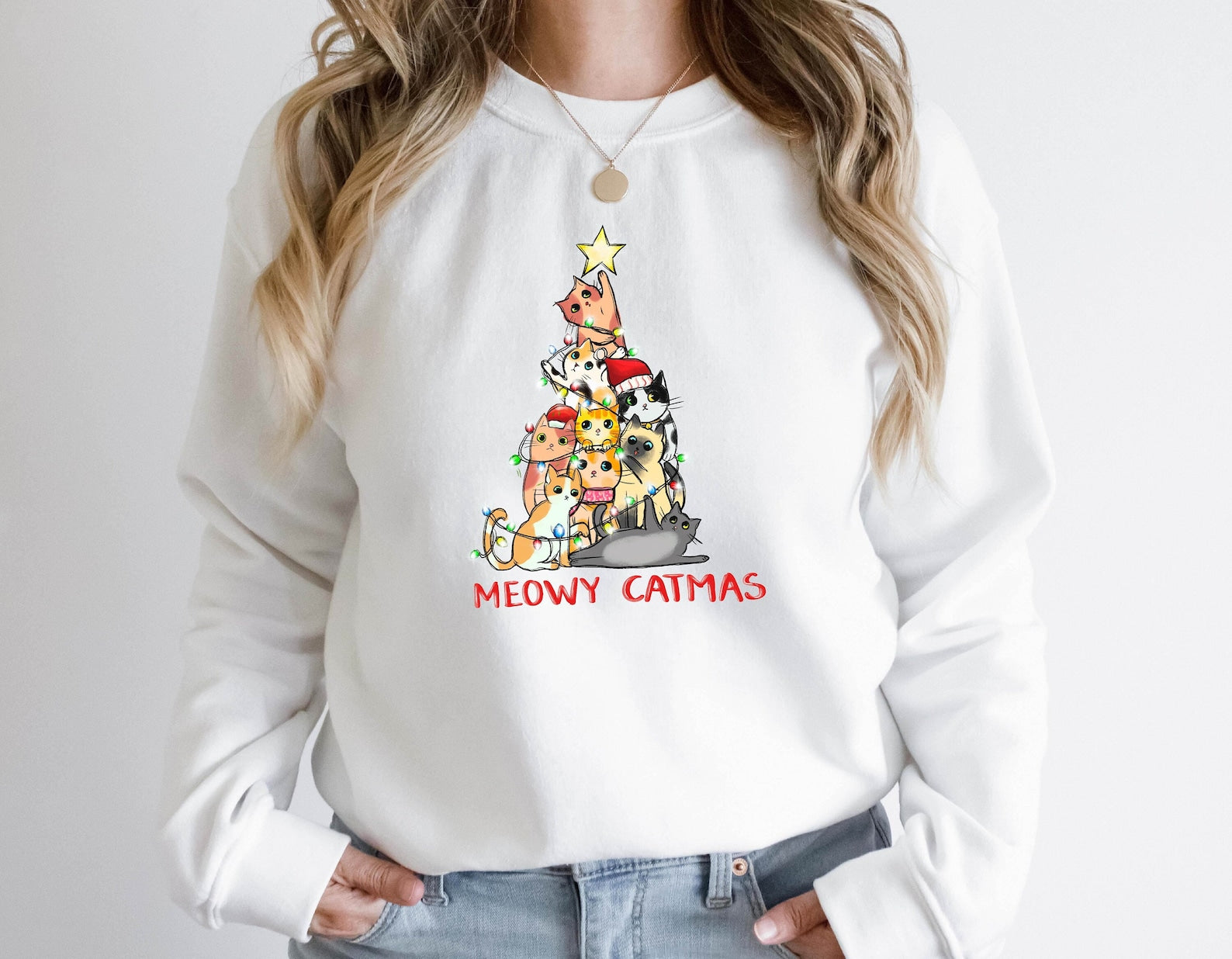 Merry Catmas Sweatshirt 2D Crewneck Sweatshirt All Over Print Sweatshirt For Women Sweatshirt For Men Sws5012