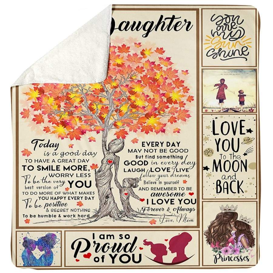 To My Daughter Love You To The Moon And Back Sherpa Blanket