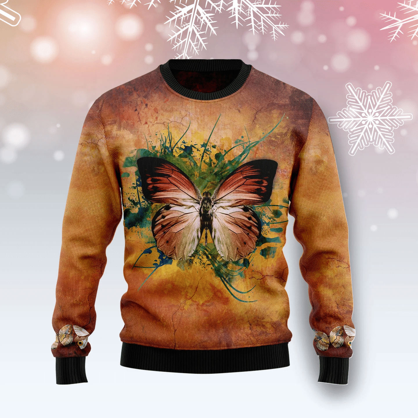 Butterfly Vintage Christmas Ugly Sweater