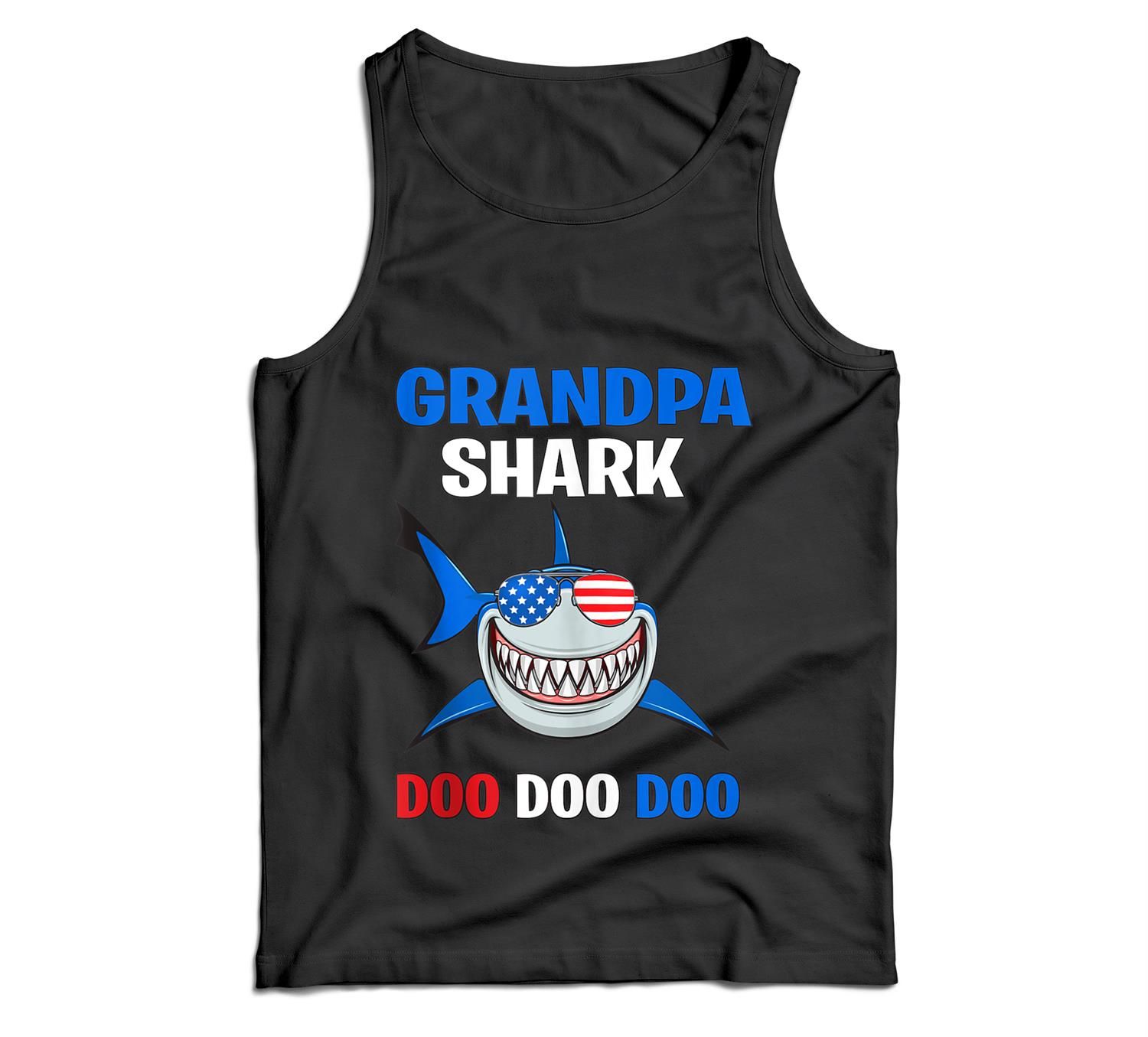 Mens 4Th Of July Grandpa Shark Doo Doo Doo Gift Men Tank Top