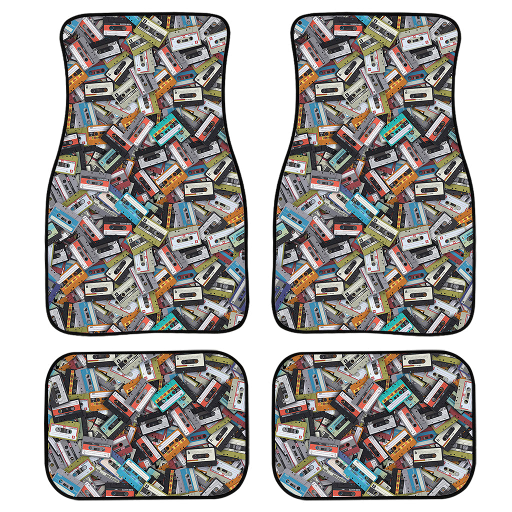 Old Cassette Tape Print Front And Back Car Floor Mats, Front Car Mat