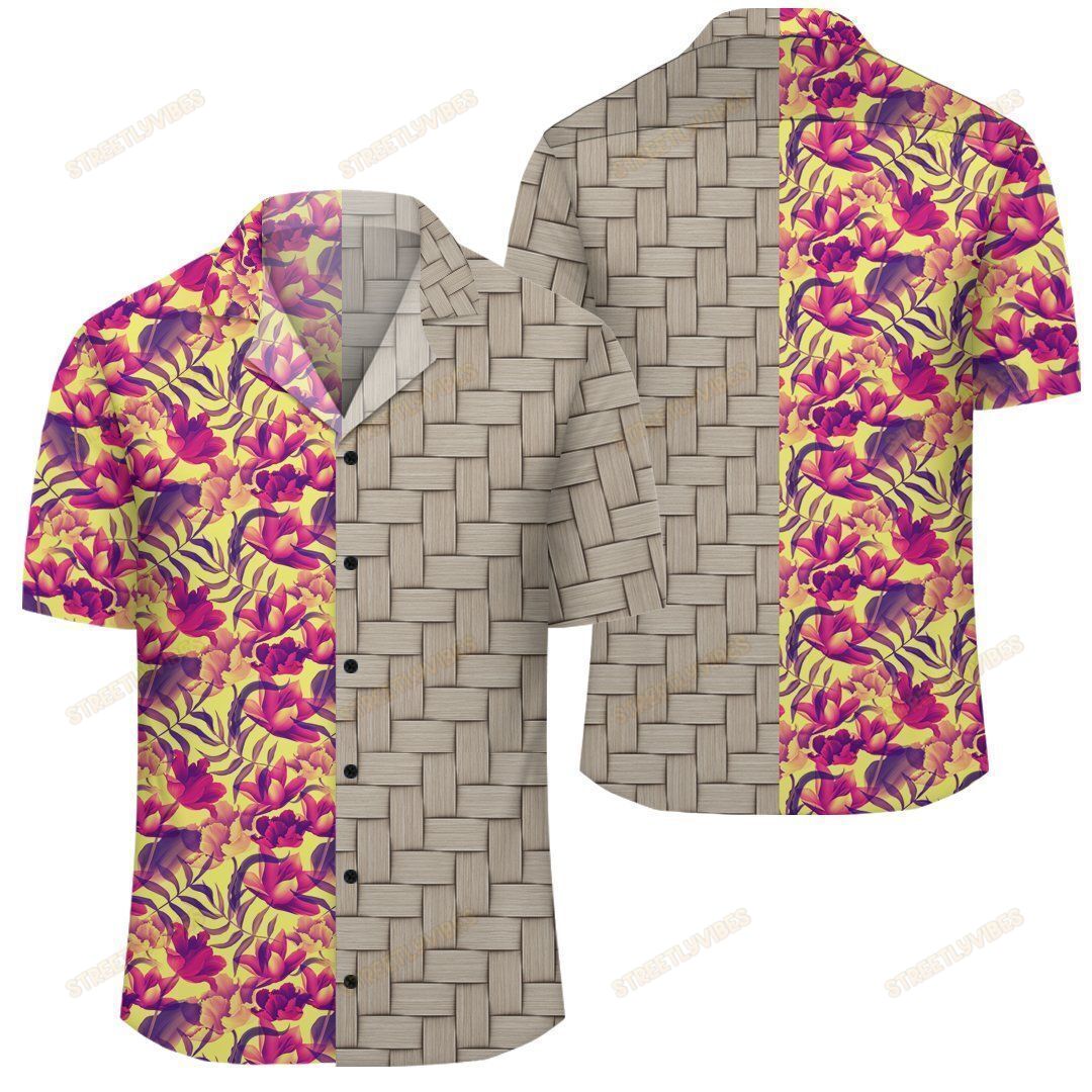 Hawaiian Seamless Tropical Flower Plant Pattern Background Lauhala Moiety Shirt Ah Jr Ha70766