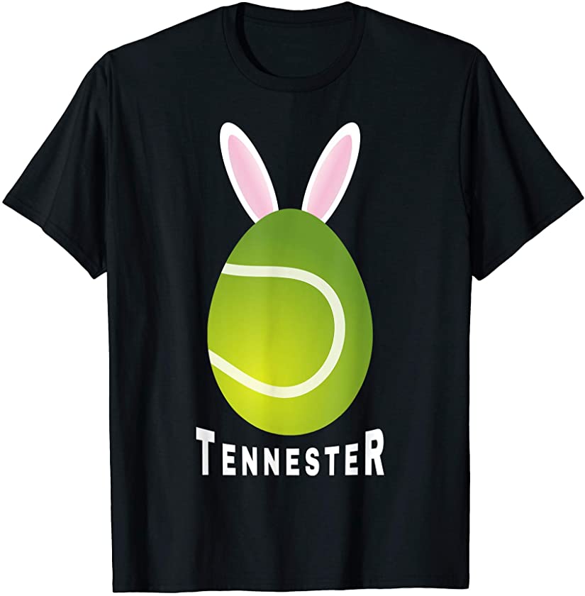 Cute Tennis Bunny Rabbit Eggs Easter Day 2021 Men Women Boys T-Shirt