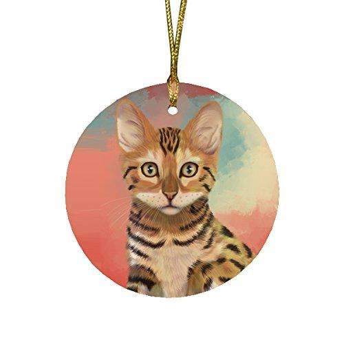 Chinese Li Hua Kitten Cat Round Christmas Ornament