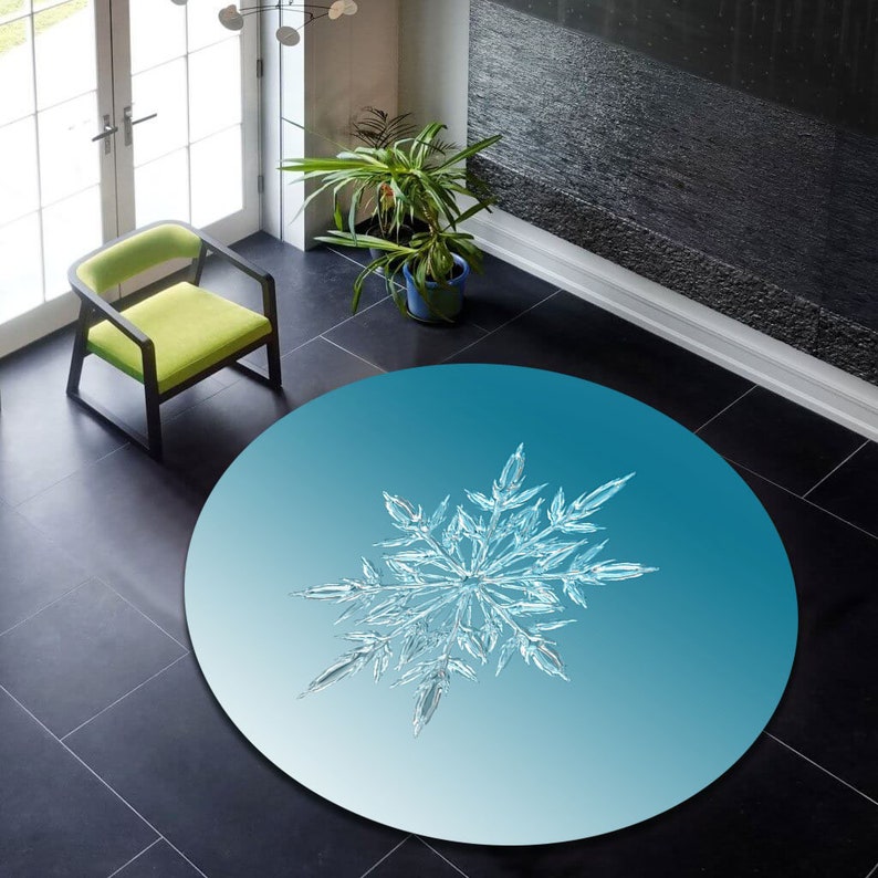 Snowflake Carpet, Round Rug, Round Carpet, Snowflake Patterned Rug, Room Decoration, Snowflake