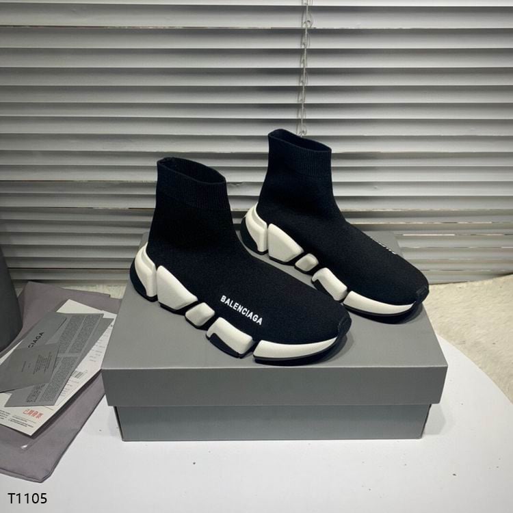 Balenciaga Speed Sneaker In BlackWhite Recycled Knit Shoes Sneakers SNK342364763