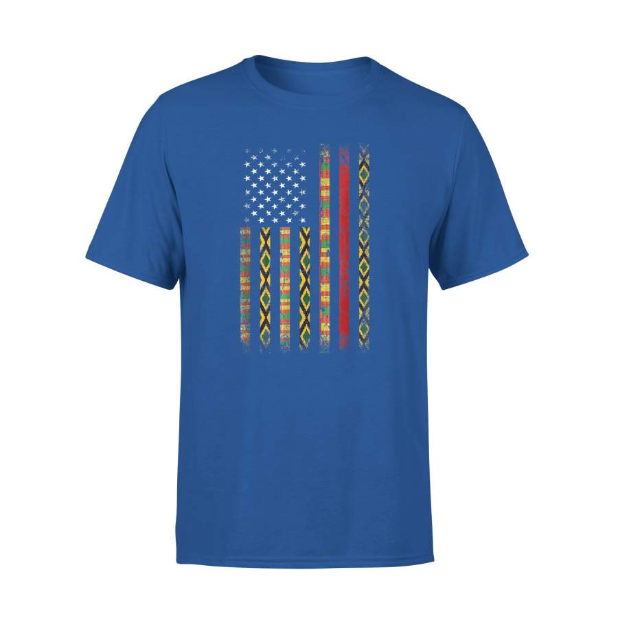 African Kente Cloth American Flag Special Gift T-Shirt