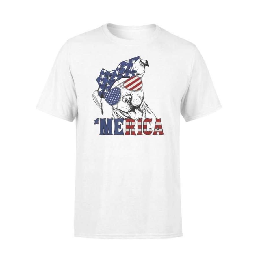 Merica American Flag Pitbull Funny 4th of July Men – Standard T-shirt