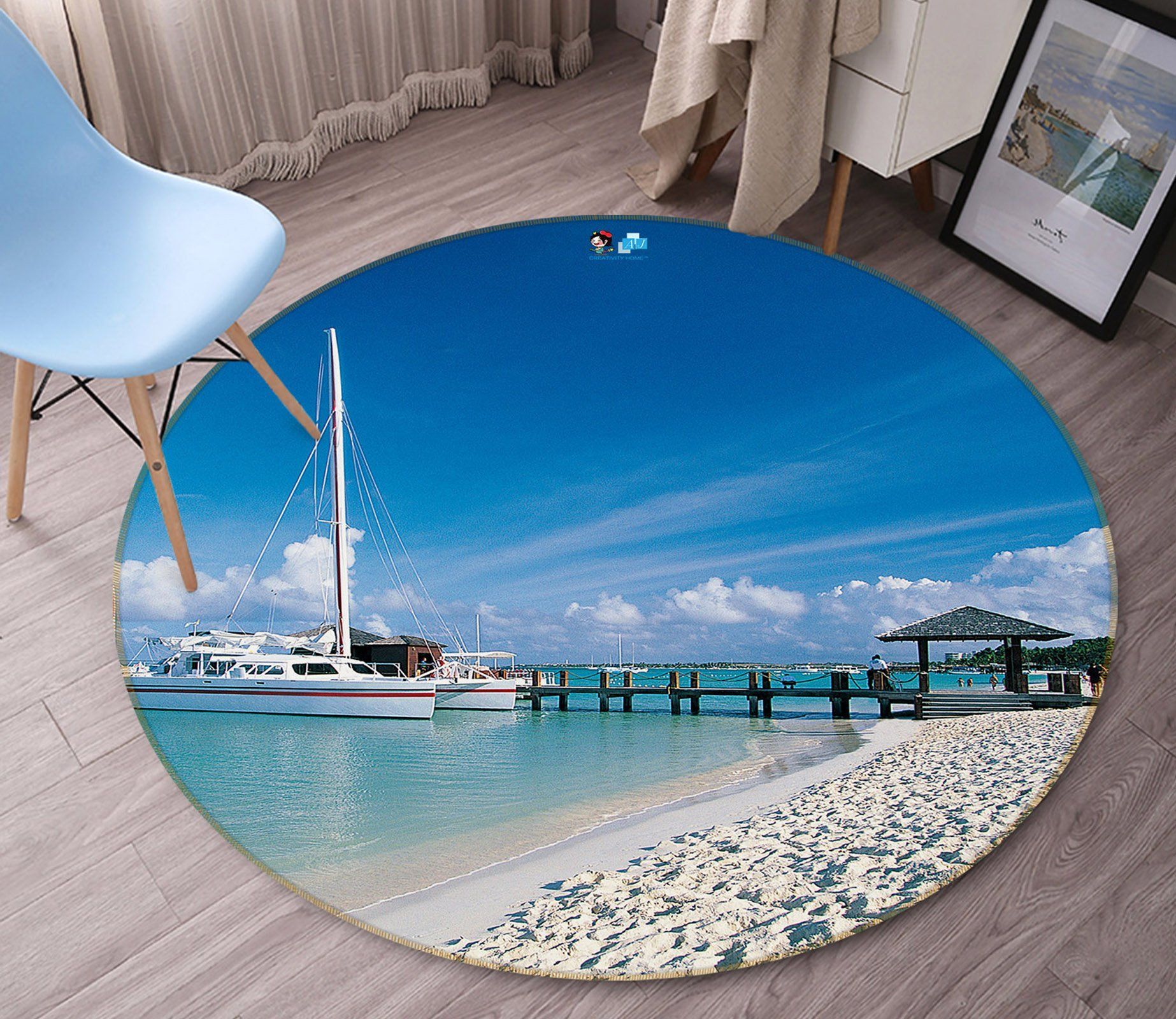 3D Beach 74058 Round Rug – Round Carpet Home Decor