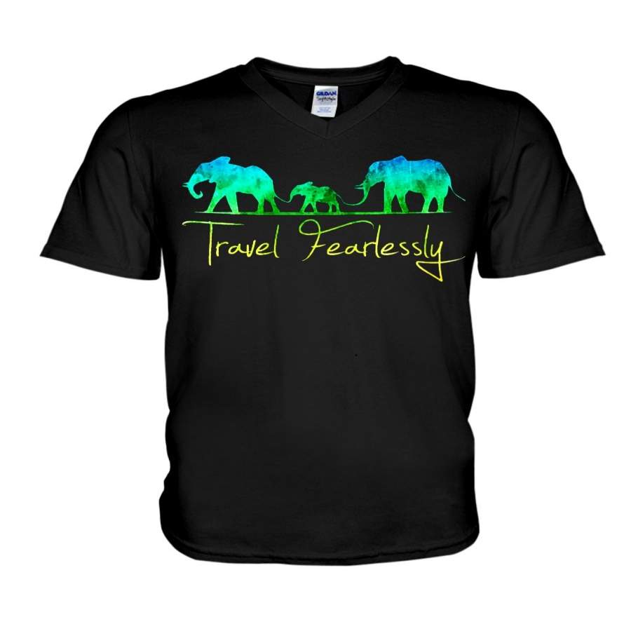 Travel Fearlessly For Elephant Lovers Custom Design Guys V-Neck